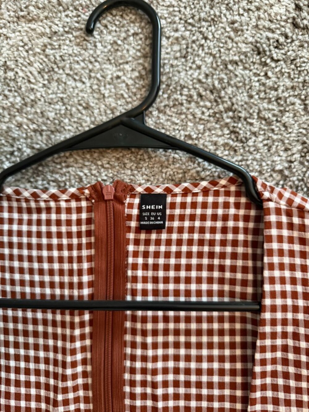 Brown Gingham Women's Dress - Picture 2 of 3